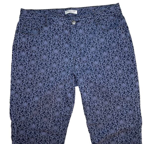 Coldwater Creek Natural Fit Navy Blue Jacqard Pants Size 14 Brocade Look - Picture 2 of 12